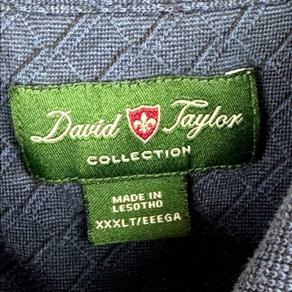 David Taylor Men's XXXLT Diamond Pattern Navy Blue Classic Polo Shirt - Picture 5 of 7